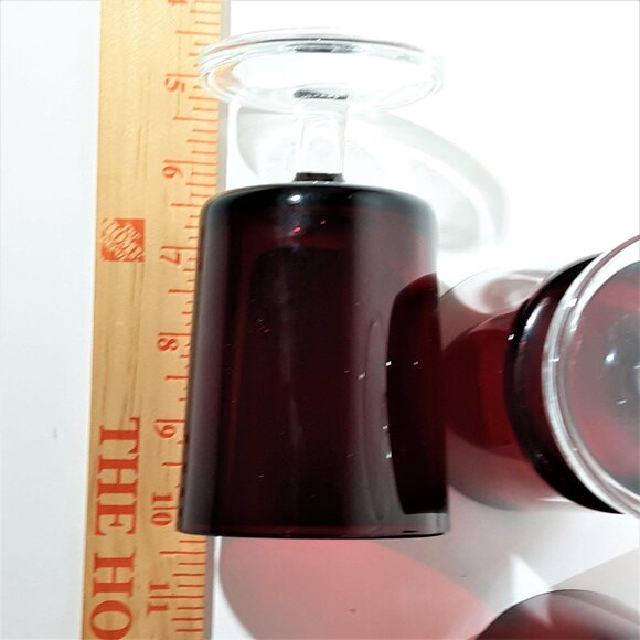 Ruby Red Luminarc Cavalier 4 Glasses 8oz Footed MCM Vintage Water Wine - Picture 5 of 5